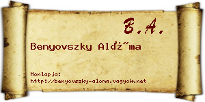 Benyovszky Alóma névjegykártya